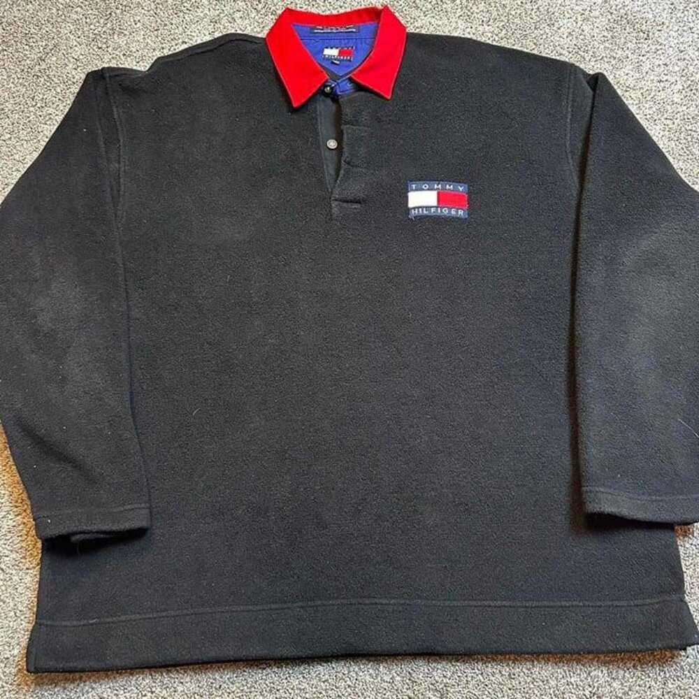 Vintage Tommy Hilfiger fleece collared‎ pullover size XL.